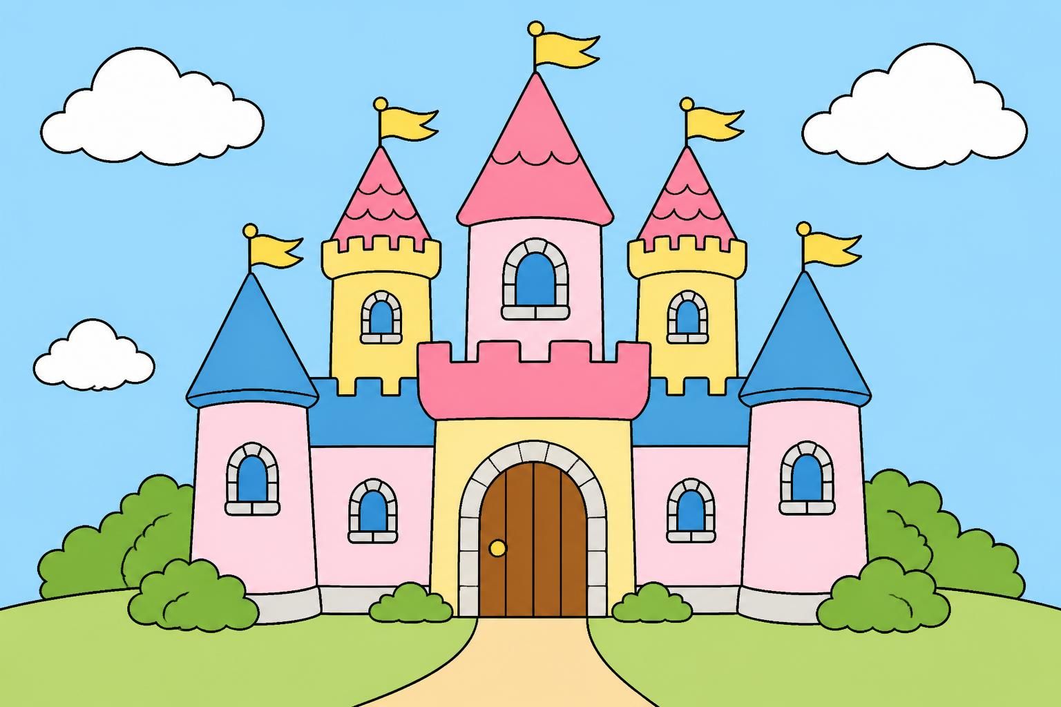 téléchargez et imprimez facilement des coloriages de châteaux en couleurs, parfaits pour les enfants et la maternelle. activité ludique et éducative pour petits artistes en herbe.