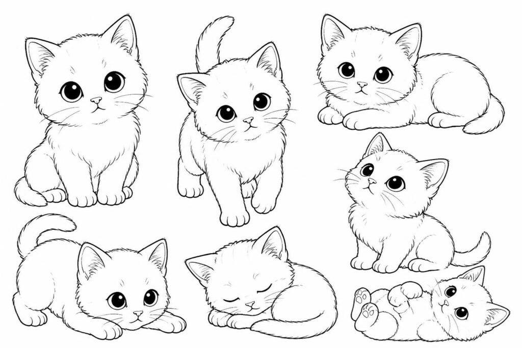 découvrez une sélection gratuite de coloriages de chatons à imprimer, avec des modèles kawaii et classiques parfaits pour tous les âges. amusez-vous à colorier ces adorables petits félins !