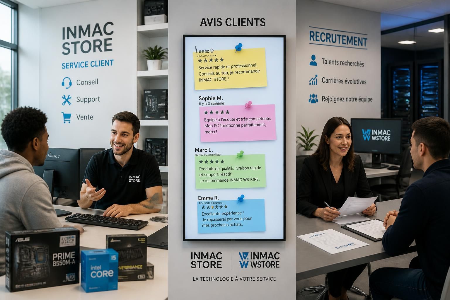 découvrez les services offerts par inmac store et inmac wstore, consultez les avis des clients et explorez les opportunités de recrutement au sein de ces entreprises spécialisées en informatique.